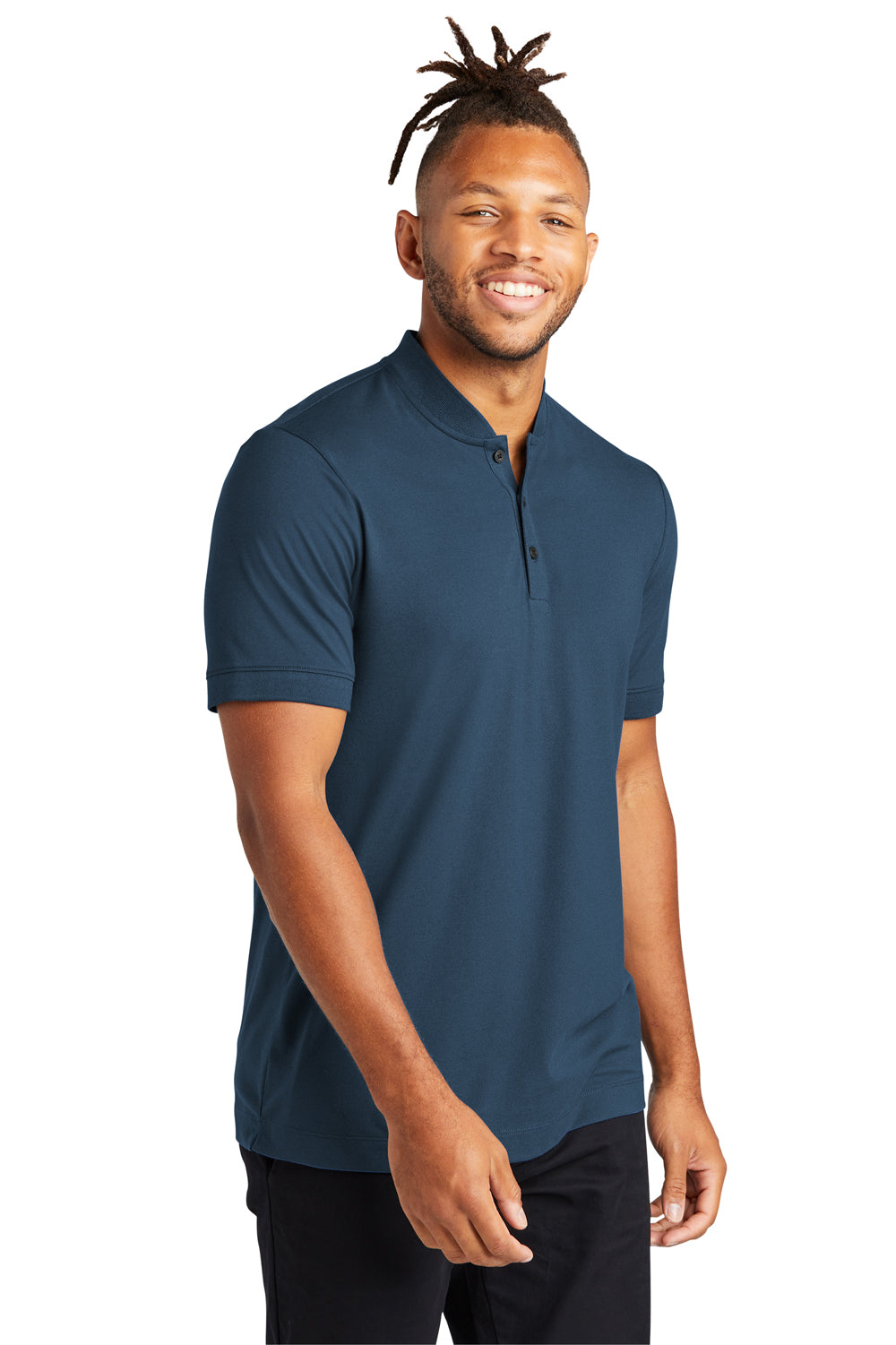 Mercer+Mettle MM1008 Stretch Pique Short Sleeve Henley T-Shirt Insignia Blue 3Q