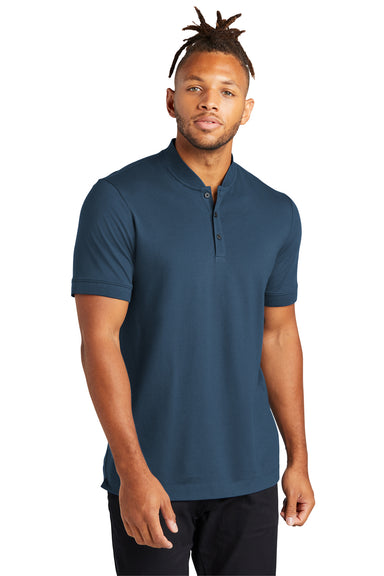 Mercer+Mettle MM1008 Stretch Pique Short Sleeve Henley T-Shirt Insignia Blue Front