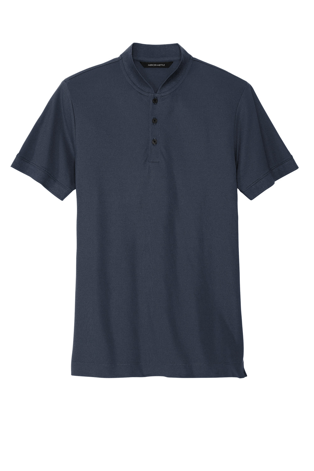 Mercer+Mettle MM1008 Stretch Pique Short Sleeve Henley T-Shirt Night Navy Blue Flat Front
