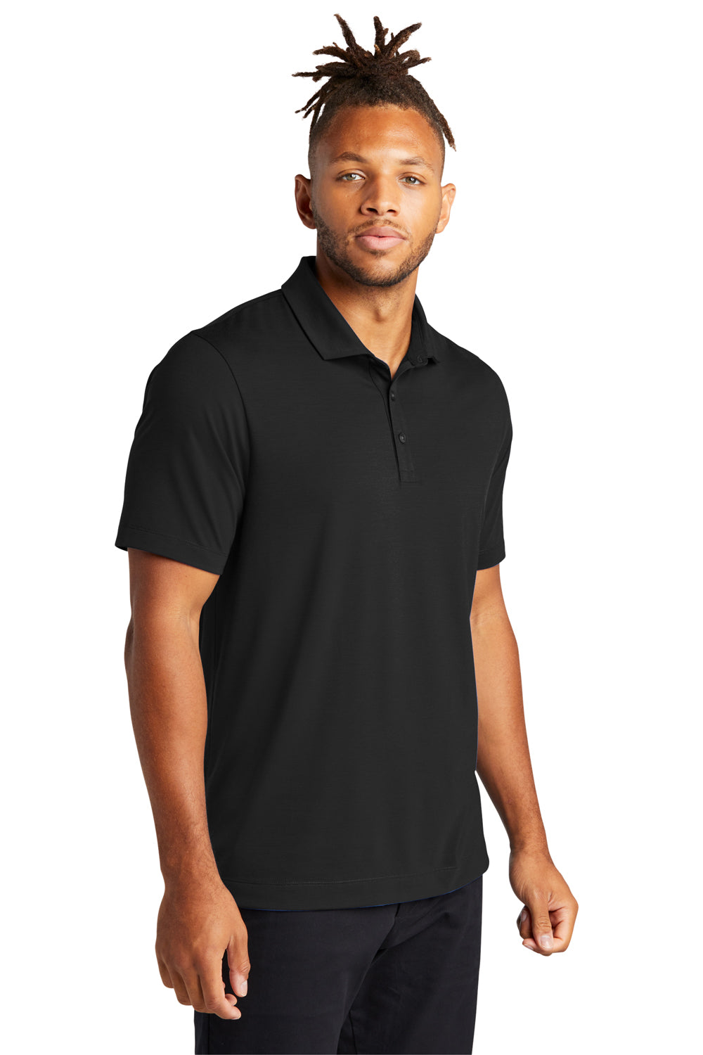 Mercer+Mettle MM1014 Stretch Jersey Short Sleeve Polo Shirt Deep Black 3Q