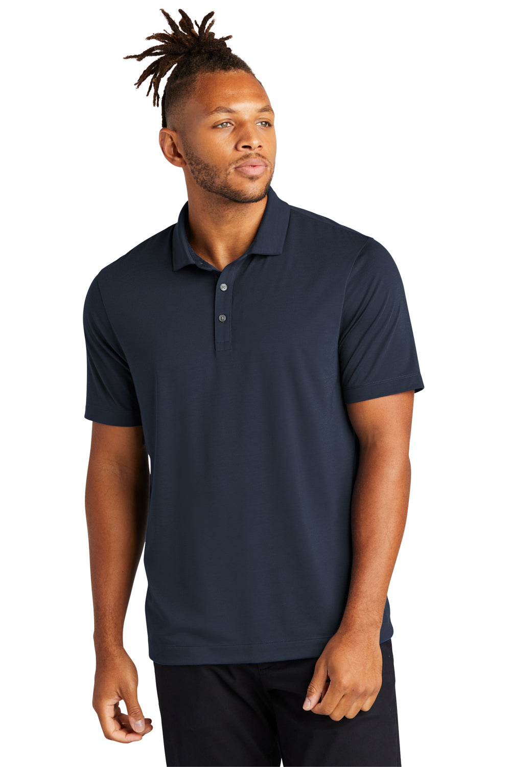 Mercer+Mettle MM1014 Stretch Jersey Short Sleeve Polo Shirt Night Navy Blue Front
