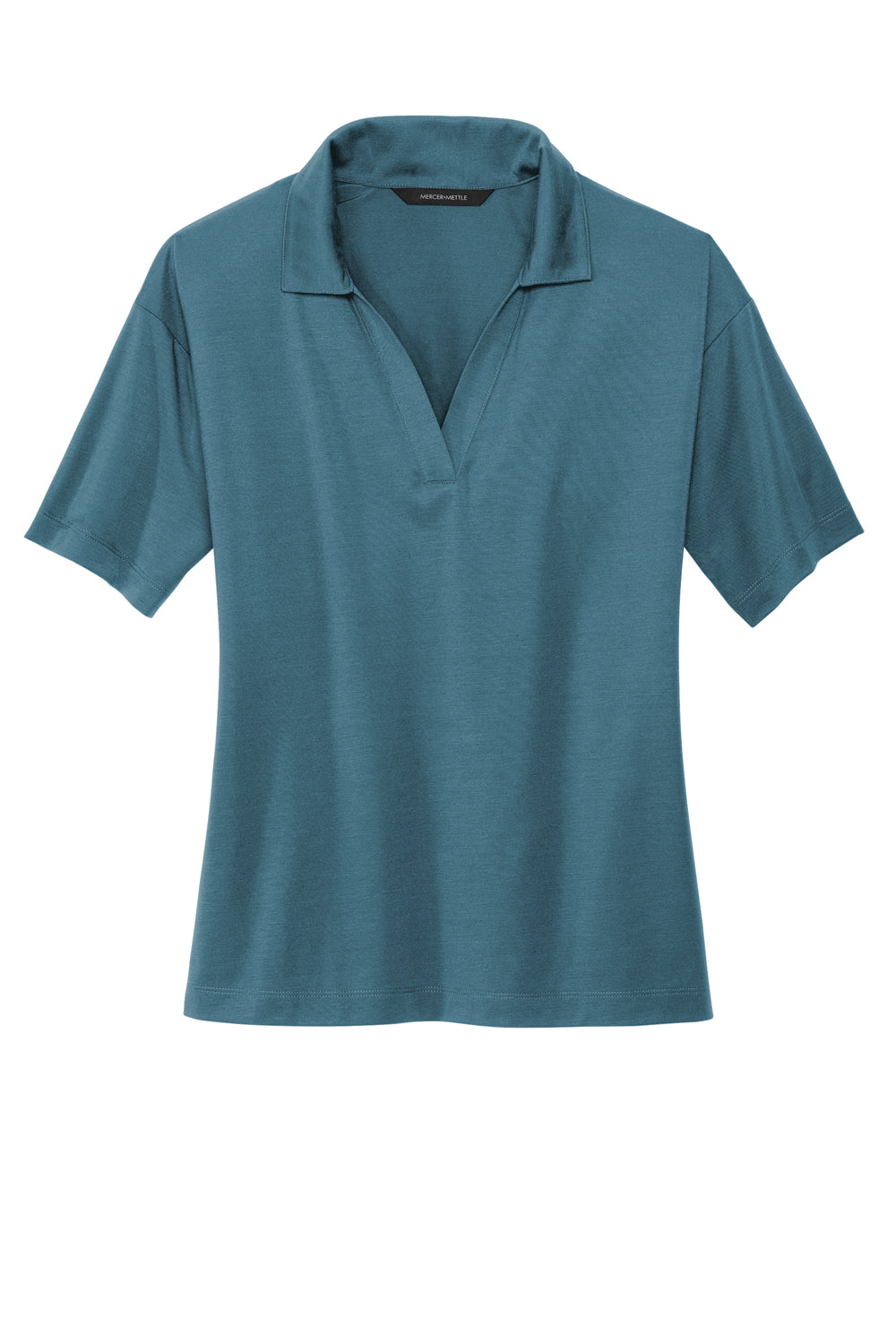 Mercer+Mettle Womens Moisture Wicking Short Sleeve Polo Shirt Parisian Blue Flat Front