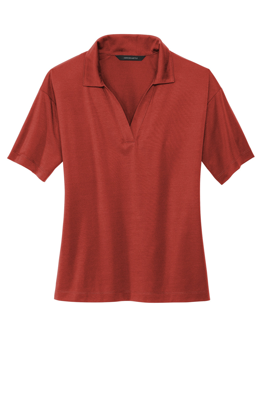 Mercer+Mettle Womens Moisture Wicking Short Sleeve Polo Shirt Terracotta Red Flat Front