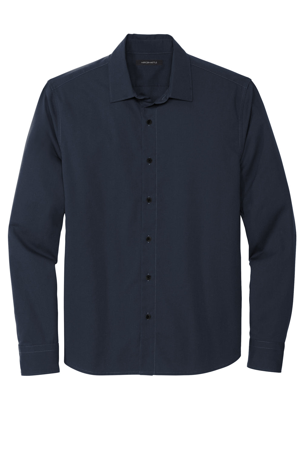 Mercer+Mettle MM2000 Stretch Woven Long Sleeve Button Down Shirt Night Navy Blue Flat Front