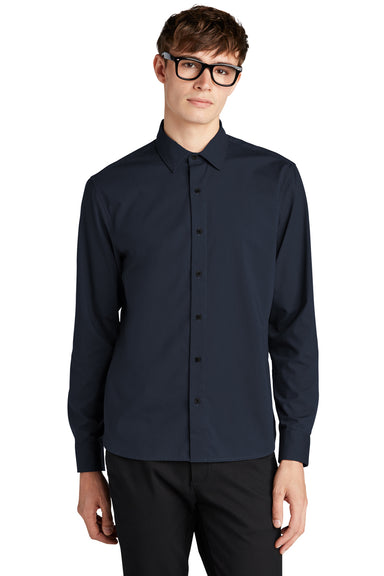 Mercer+Mettle MM2000 Stretch Woven Long Sleeve Button Down Shirt Night Navy Blue Front