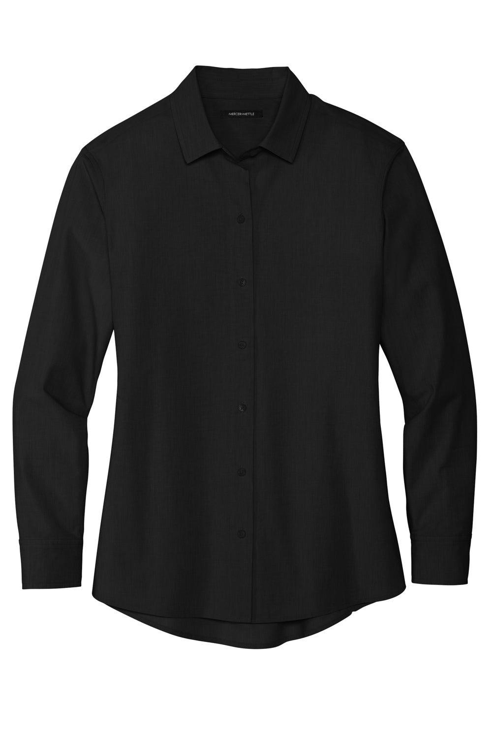 Mercer+Mettle MM2001 Stretch Woven Long Sleeve Button Down Shirt Deep Black Flat Front