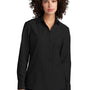 Mercer+Mettle Womens Stretch Woven Long Sleeve Button Down Shirt - Deep Black