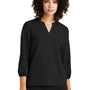 Mercer+Mettle Womens Stretch Crepe 3/4 Sleeve Polo Shirt - Deep Black