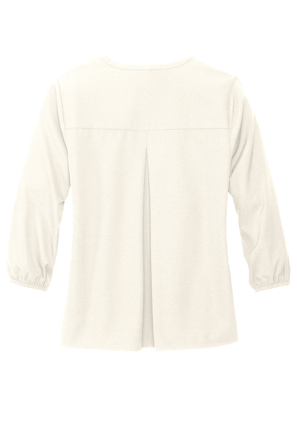 Mercer+Mettle MM2011 Stretch Crepe 3/4 Sleeve Polo Shirt Ivory Chiffon White Flat Back