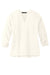 Mercer+Mettle MM2011 Stretch Crepe 3/4 Sleeve Polo Shirt Ivory Chiffon White Flat Front
