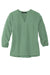 Mercer+Mettle Womens Stretch Crepe 3/4 Sleeve Polo Shirt Sage Green Flat Front