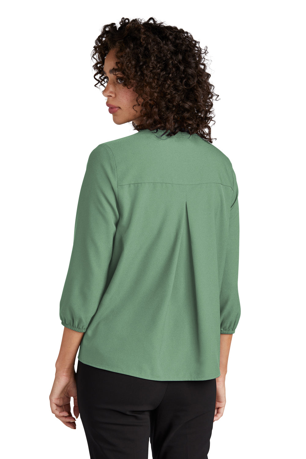 Mercer+Mettle Womens Stretch Crepe 3/4 Sleeve Polo Shirt Sage Green Back