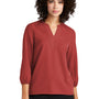 Mercer+Mettle Womens Stretch Crepe 3/4 Sleeve Polo Shirt - Terracotta Red