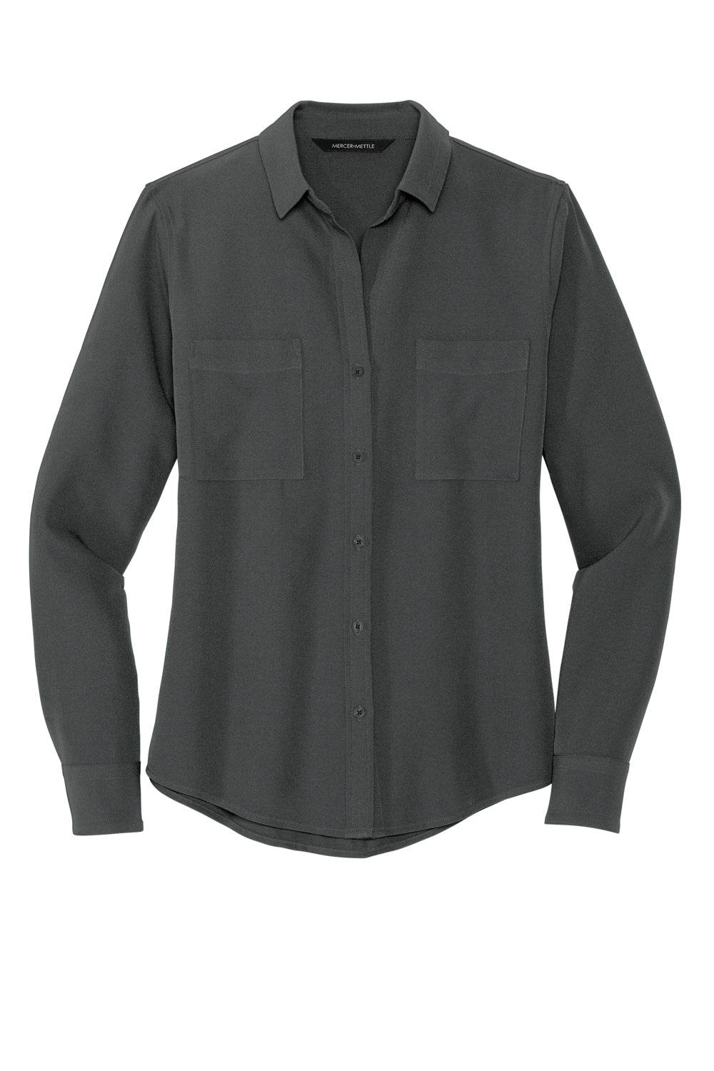 Mercer+Mettle MM2013 Stretch Crepe Long Sleeve Button Down Shirt Anchor Grey Flat Front