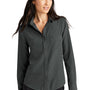 Mercer+Mettle Womens Stretch Crepe Long Sleeve Button Down Shirt w/ Double Pockets - Anchor Grey