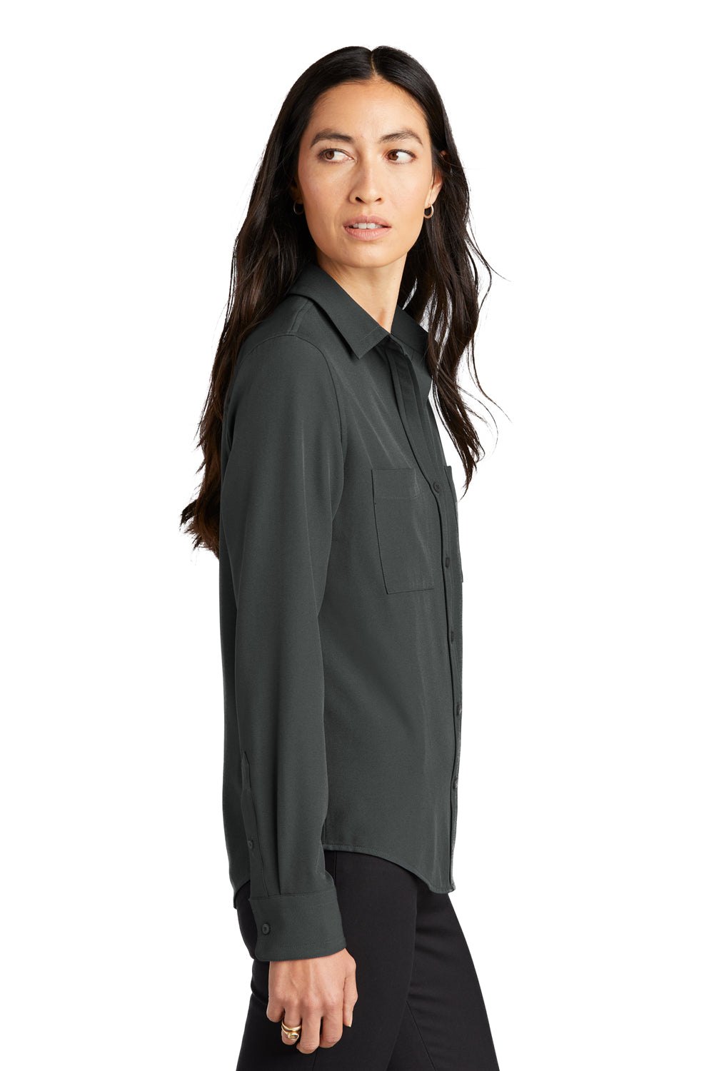 Mercer+Mettle MM2013 Stretch Crepe Long Sleeve Button Down Shirt Anchor Grey Side
