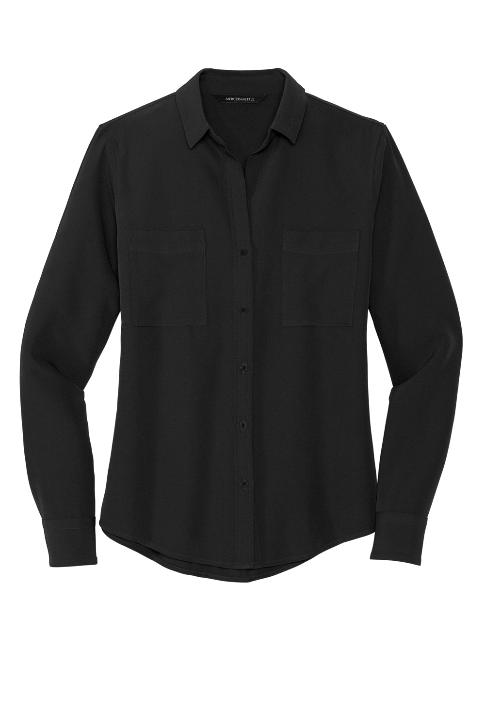 Mercer+Mettle MM2013 Stretch Crepe Long Sleeve Button Down Shirt Deep Black Flat Front