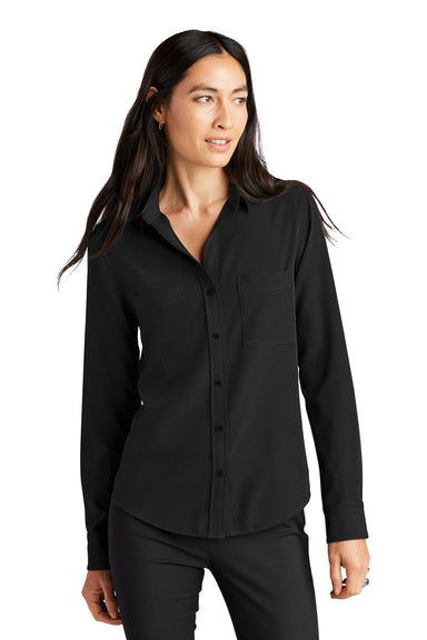 Mercer+Mettle MM2013 Stretch Crepe Long Sleeve Button Down Shirt Deep Black Front