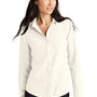 Mercer+Mettle Womens Stretch Crepe Long Sleeve Button Down Shirt w/ Double Pockets - Ivory Chiffon White