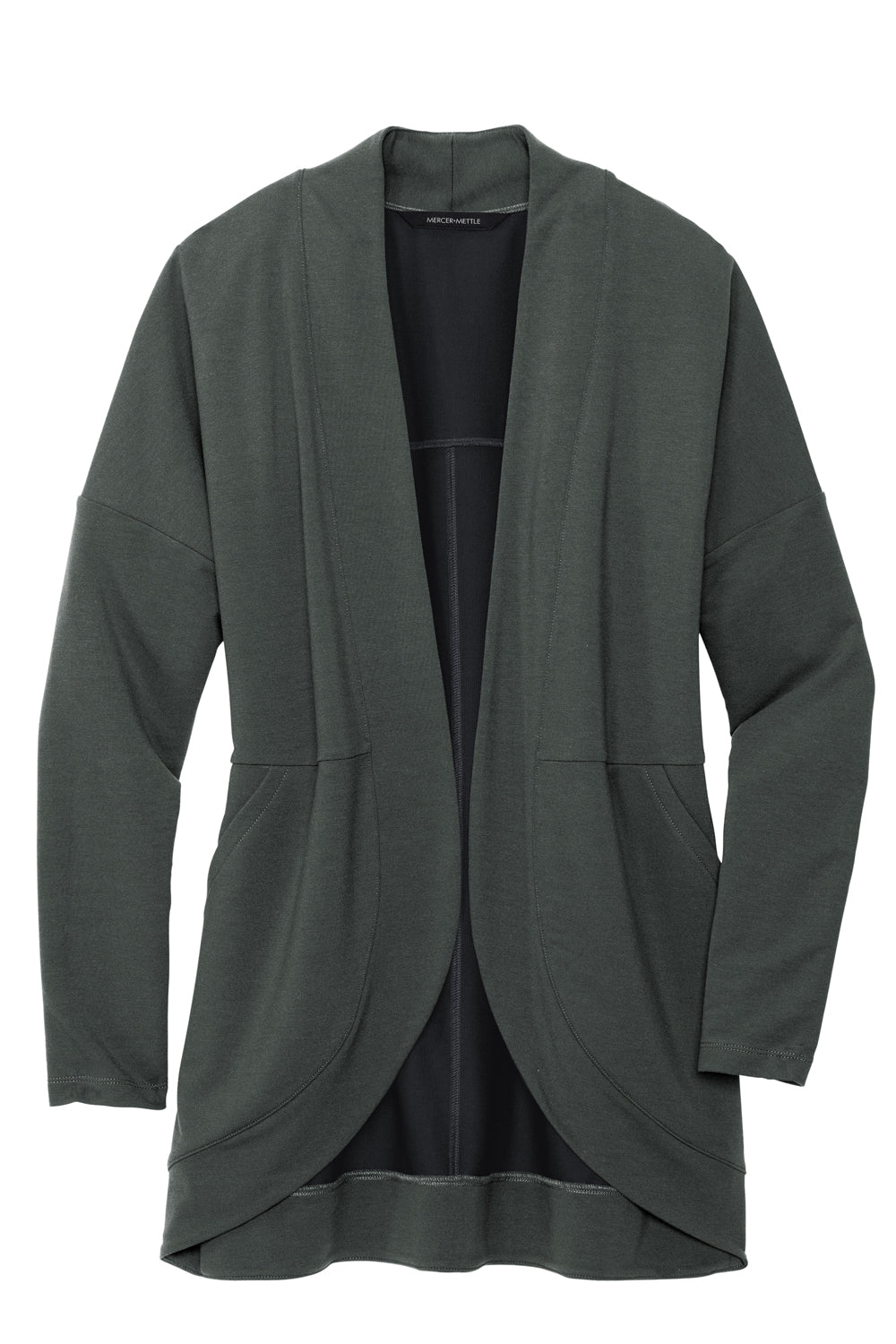 Mercer+Mettle MM3015 Stretch Open Front Long Sleeve Cardigan Sweater Anchor Grey Flat Front