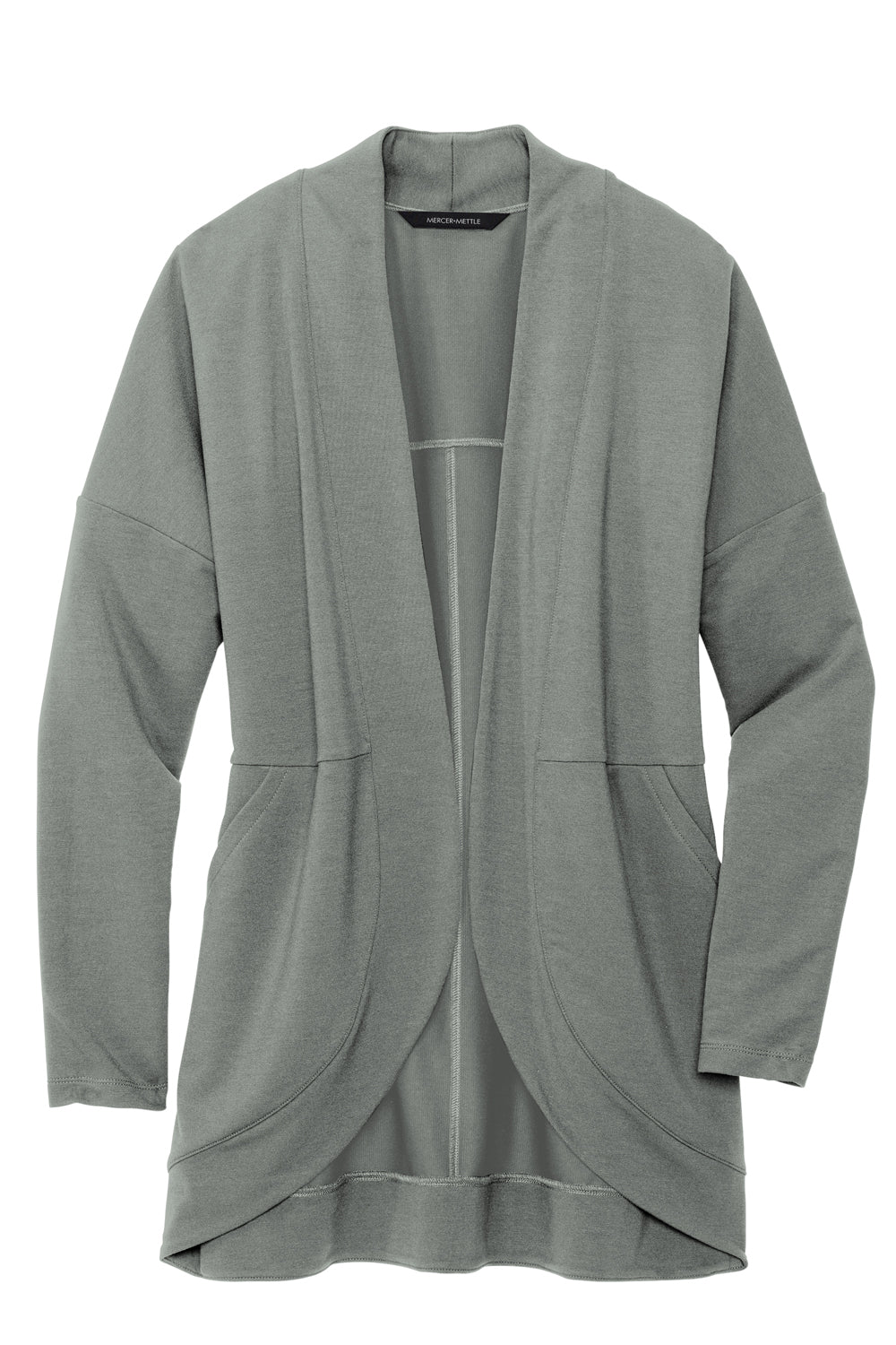 Mercer+Mettle MM3015 Stretch Open Front Long Sleeve Cardigan Sweater Gusty Grey Flat Front