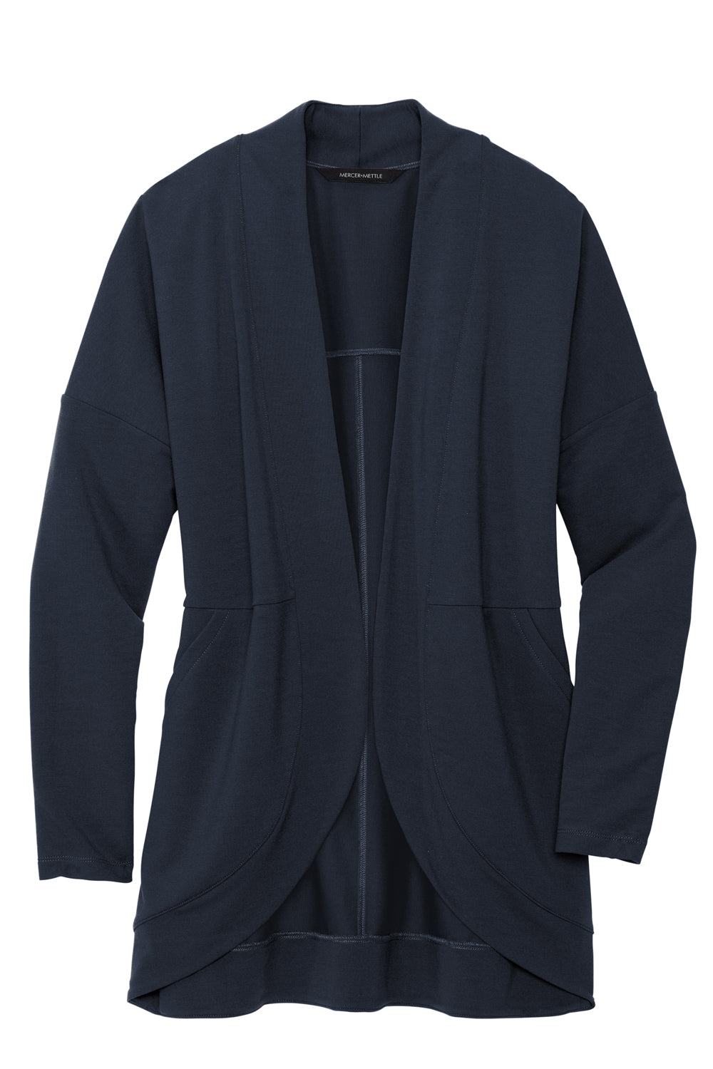 Mercer+Mettle MM3015 Stretch Open Front Long Sleeve Cardigan Sweater Night Navy Blue Flat Front