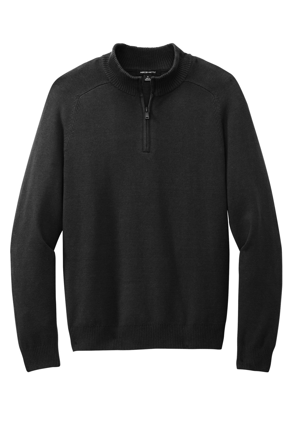 Mercer+Mettle MM3020 Mens 1/4 Zip Sweater Deep Black Flat Front