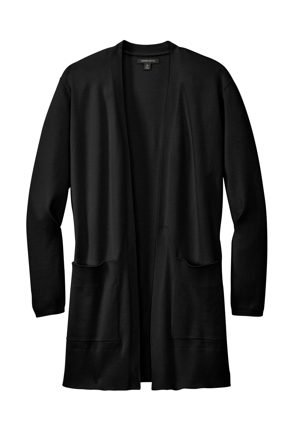 Mercer+Mettle MM3023 Womens Open Front Cardigan Sweater Deep Black Flat Front