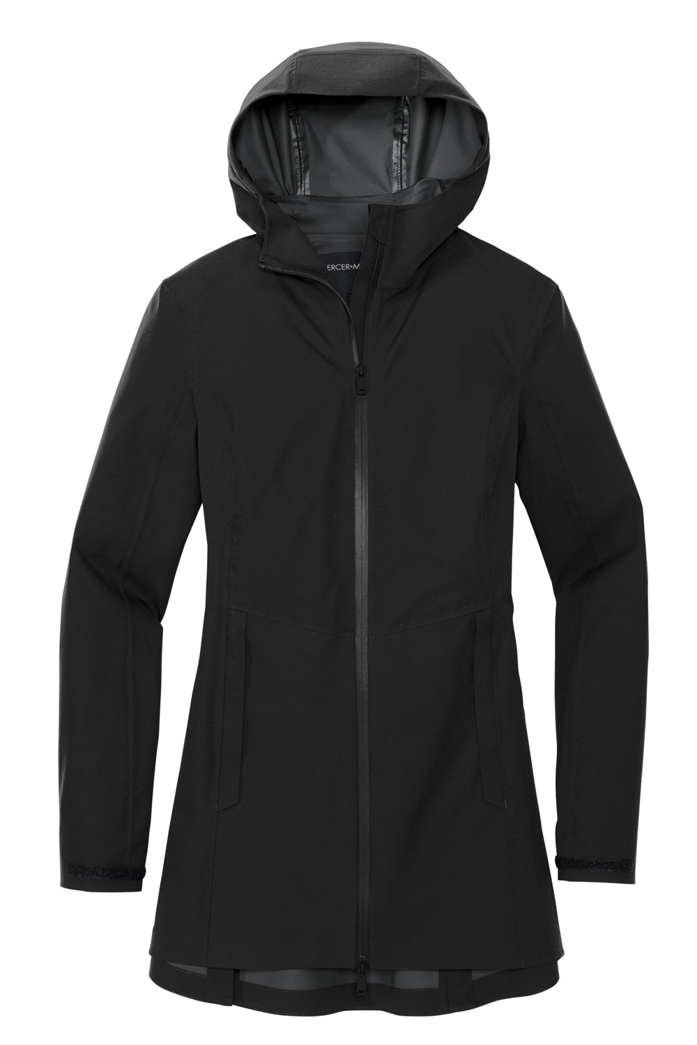 Mercer+Mettle MM7001 Waterproof Full Zip Hooded Rain Jacket Deep Black Flat Front