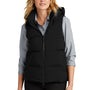 Mercer+Mettle Womens Water Resistant Full Zip Hooded Puffy Vest - Deep Black