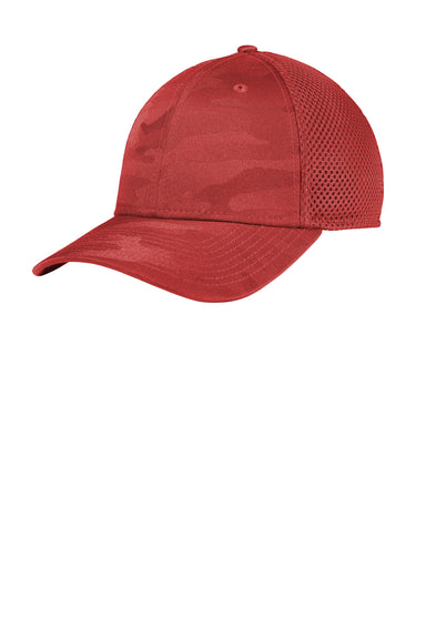 New Era NE1091 Tonal Camo Tech Mesh Stretch Fit Hat Red Camo Front
