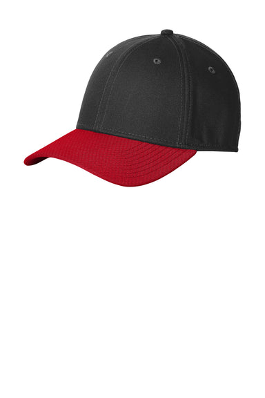 New Era NE1122 Striped Stretch Fit Hat Black/Scarlet Red Front