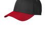 New Era Mens Moisture Wicking Striped Stretch Fit Hat - Black/Scarlet Red