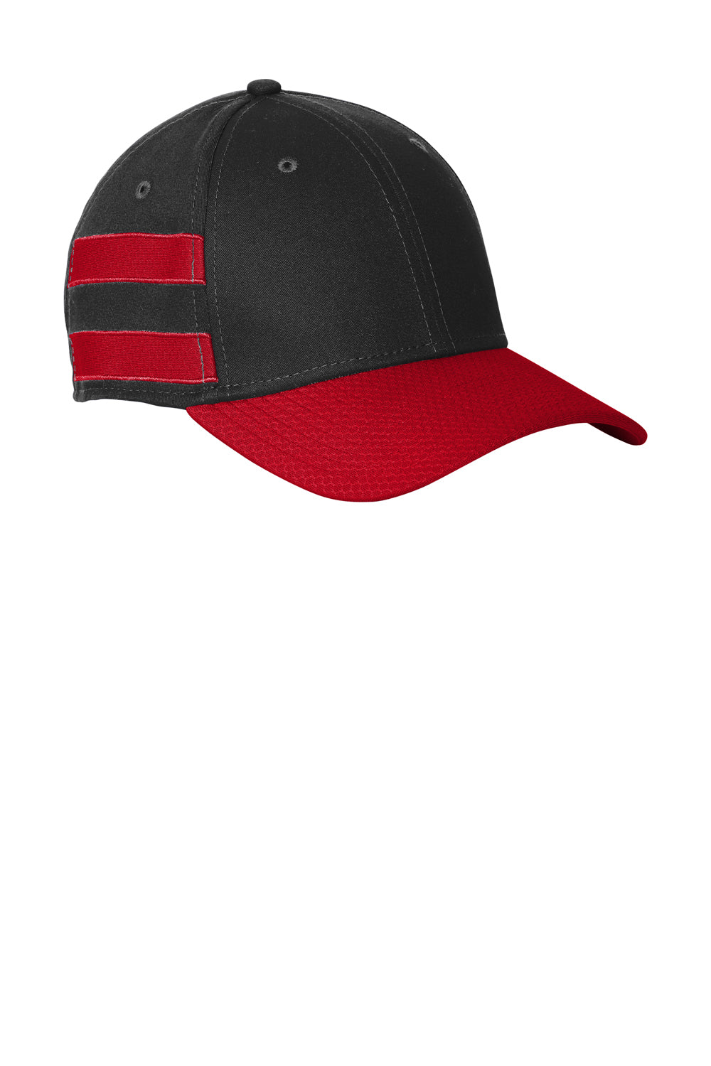 New Era NE1122 Striped Stretch Fit Hat Black/Scarlet Red Back