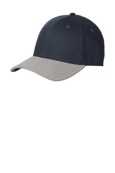 New Era NE1122 Striped Stretch Fit Hat Deep Navy Blue/Grey Front