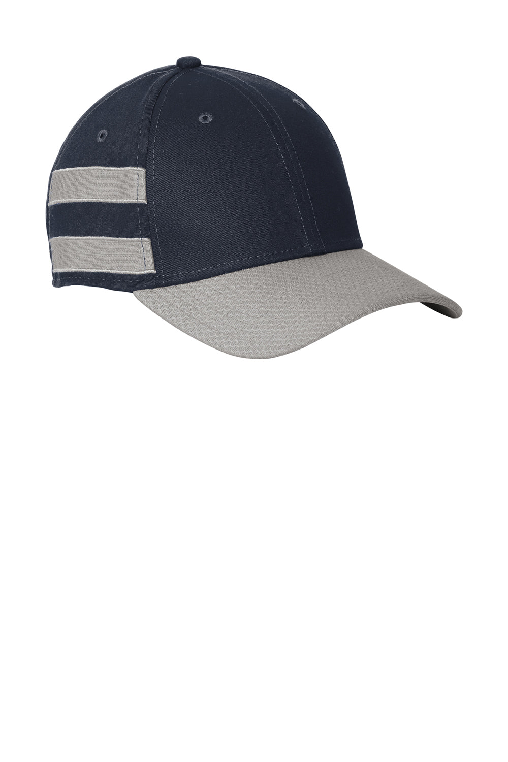 New Era NE1122 Striped Stretch Fit Hat Deep Navy Blue/Grey Back