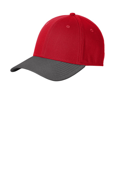 New Era NE1122 Striped Stretch Fit Hat Scarlet Red/Graphite Grey Front