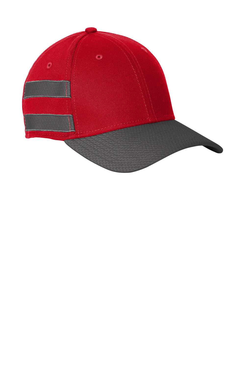 New Era NE1122 Striped Stretch Fit Hat Scarlet Red/Graphite Grey Back