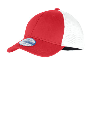 New Era NE302 Mens Stretch Mesh Hat Scarlet Red/White Front