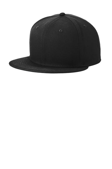 New Era NE4020 Mens Flat Bill Snapback Hat Black Front