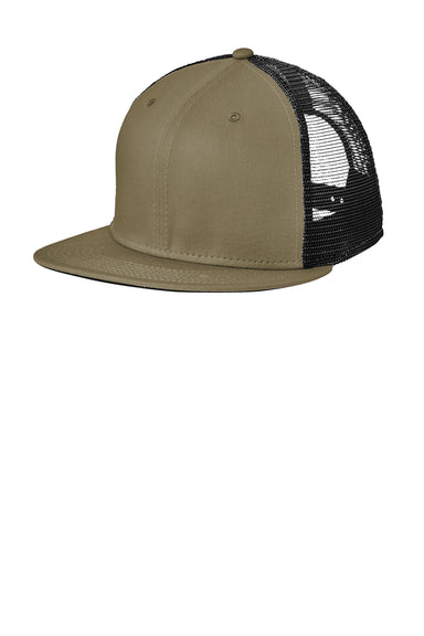 New Era NE4030 Mens Snapback Trucker Hat Olive Green/Black Front