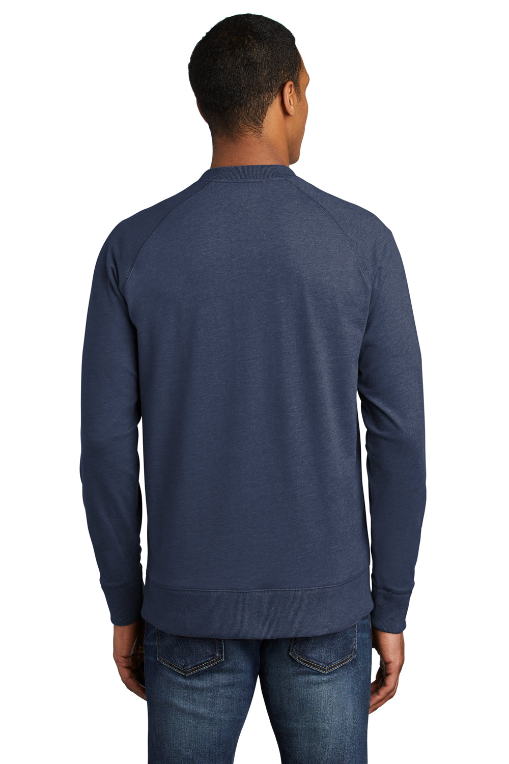 New Era Mens Sueded 1/4 Zip Sweatshirt Heather True Navy Blue Side