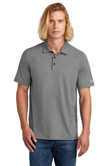 New Era Mens Power Short Sleeve Polo Shirt Heather Shadow Grey Front