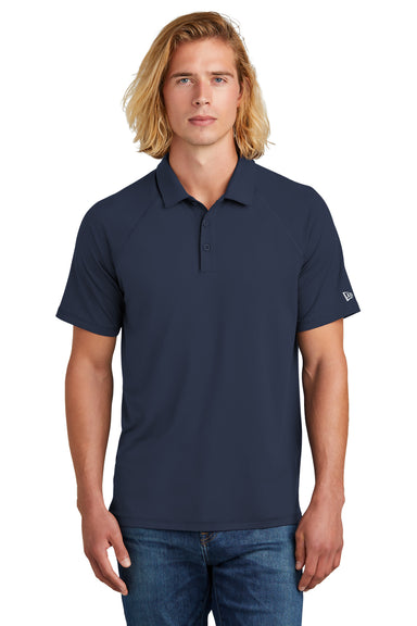 New Era Mens Power Short Sleeve Polo Shirt True Navy Blue Front