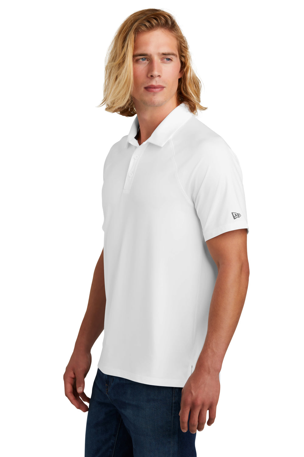 New Era Mens Power Short Sleeve Polo Shirt White Side