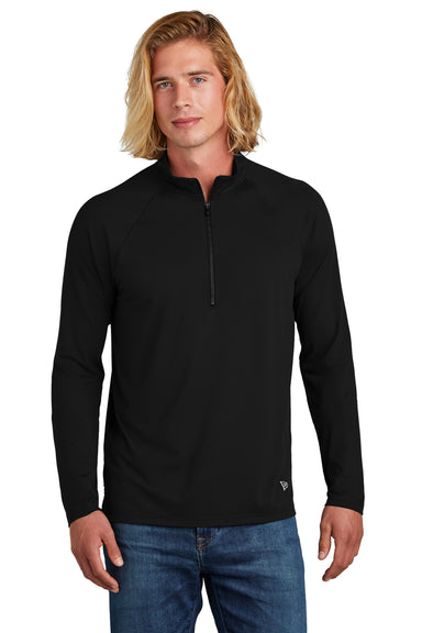 New Era Mens Power 1/4 Zip Sweatshirt Black Front