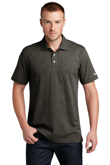 New Era Mens Slub Twist Short Sleeve Polo Shirt Black Twist Front