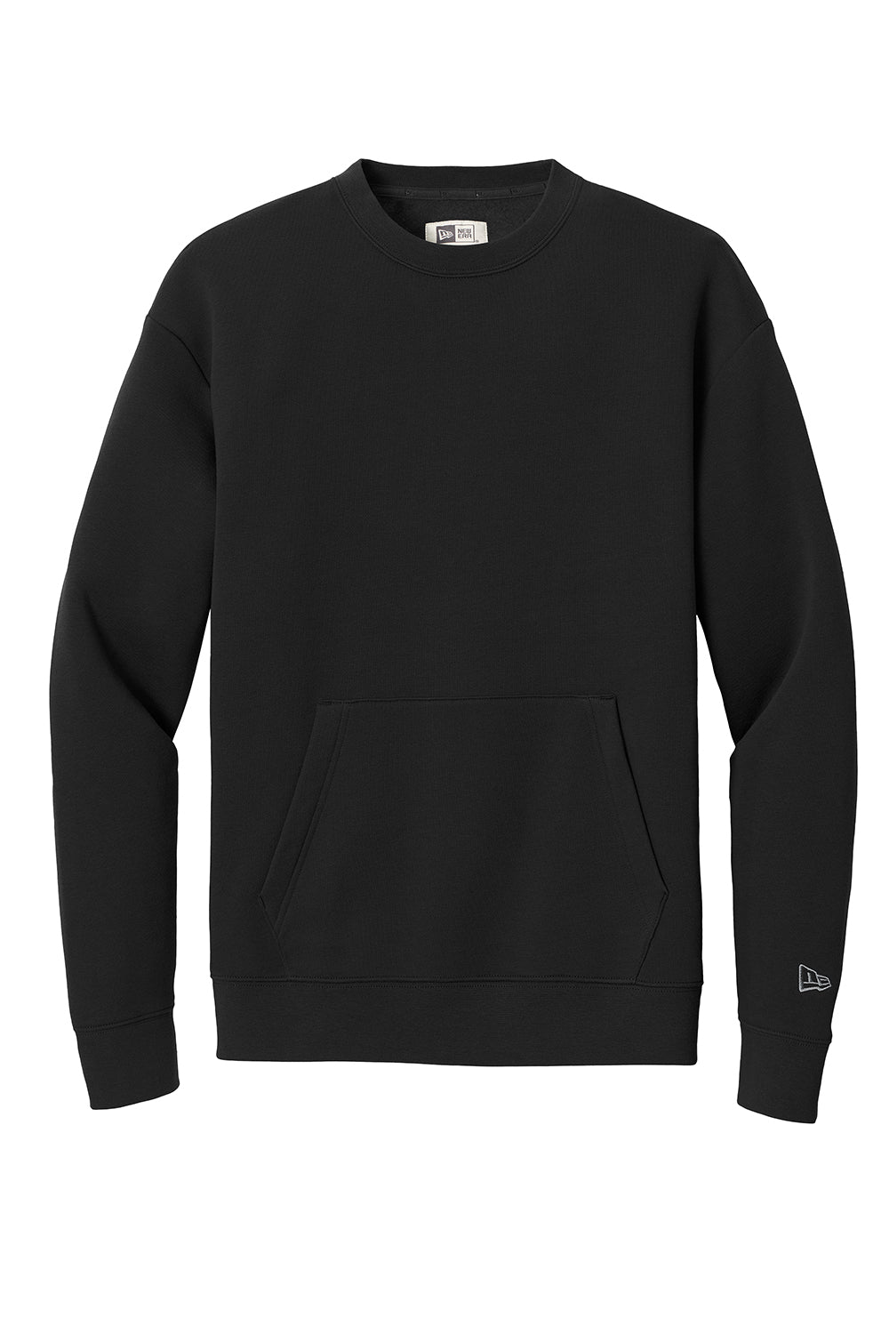 New Era NEA527 Mens Heritage Fleece Crewneck Sweatshirt w/ Pocket Black Flat Front