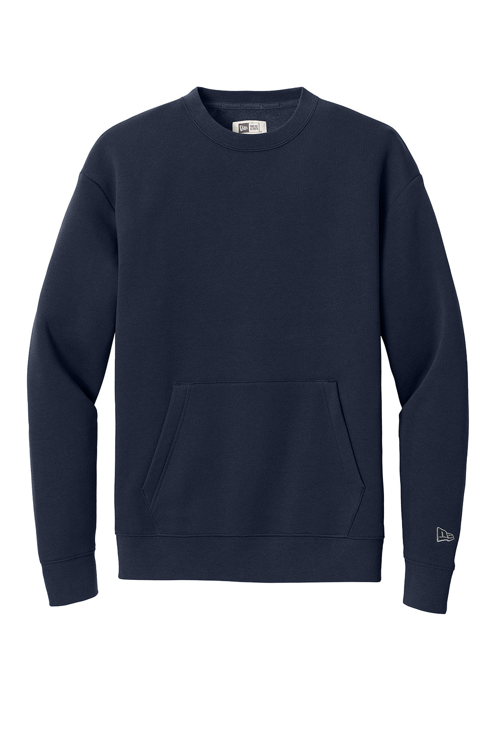 New Era NEA527 Mens Heritage Fleece Crewneck Sweatshirt w/ Pocket True Navy Blue Flat Front