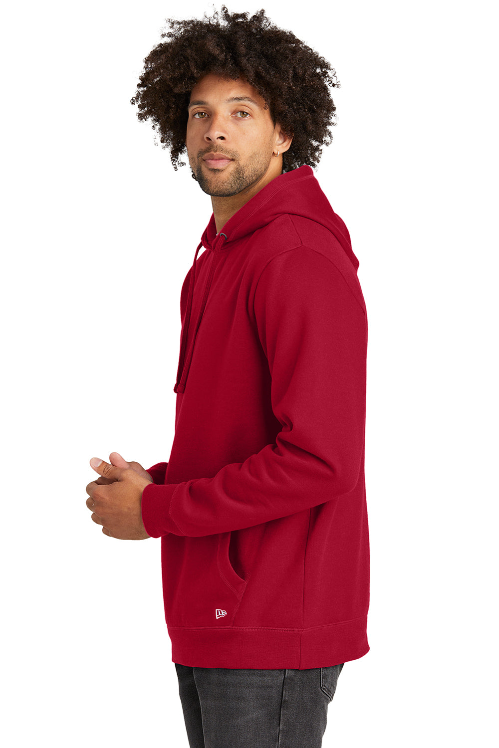 New Era NEA550 Mens Comeback Fleece Hooded Sweatshirt Hoodie Crimson Red Side